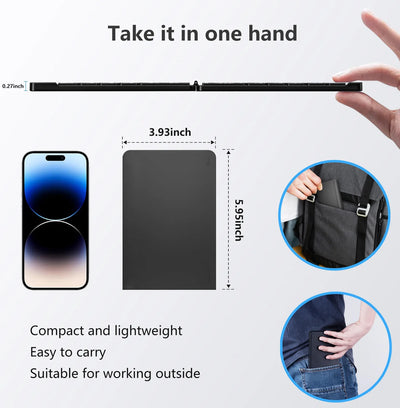 Mini Foldable Wireless Keyboard Ultra Slim Portable Bluetooth Keyboard Rechargeable Folding Keyboard for Windows Android IOS
