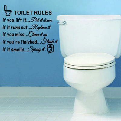 Toilet Rules Bathroom Removable Wall Sticker Vinyl Art Decals DIY Home Deco