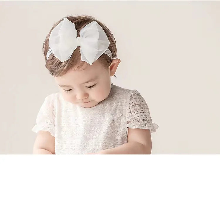 Princess Lace Florwers Bowknot Baby Headbands Elastic Girl Hair Bands Newborn Infant Accessories Photography Props Headwear