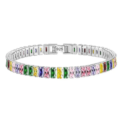 Noble 925 Sterling Silver Bracelet Chain Luxury Color Crystal Hand Jewelry For Women Charm Wedding Gift Party 18cm