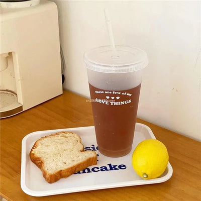 Water Bottle for Coffee Juice Milk Tea Plastic Cold Cups with Lid Straw Portable Reusable Drinking Tools Drinkware