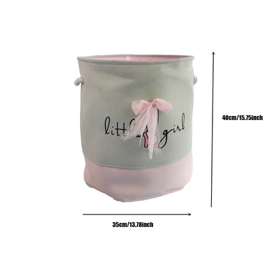 Pink Storage Basket for Girls Toys Cartoon Sundries Basket Clothes Storage Bin Collapsible Laundry Hamper for Home Organizer