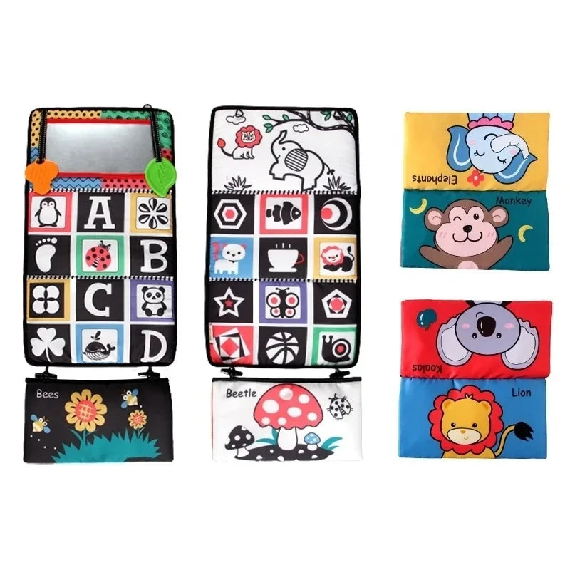 Baby Tummy Time Pillow Toys Black and White High Contrast Baby Toys Montessori Sensory Toy for Babies Newborn Infants 0-6 Months