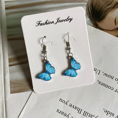 Fashion Romantic Butterfly Necklace for Women Girl Blue White Orange Color Animial Design Choker Neck