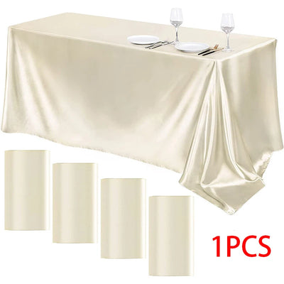 Solid Color Satin Tablecloth Table Cover Overlay Birthday Wedding Banquet Restaurant Festival Party Table Cloth Decoration