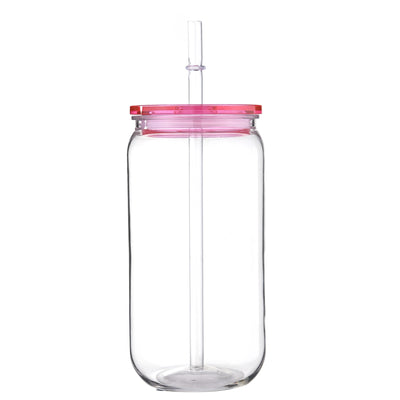 16oz Colorful Lid Transpare Plastic Cup with Lids And Straws Replacement Lids for Can Shaped  Iced Coffee Cups Cute Tumbler Cup