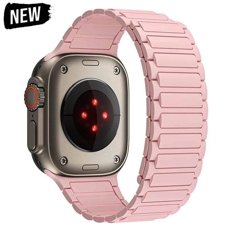Magnetic Loop for Apple Watch Bands 44mm 40mm 49mm 45mm 41mm 38mm Silicone Bracelet iWatch Series 9 8 7 6 5 4 3 Se ultra 2 strap