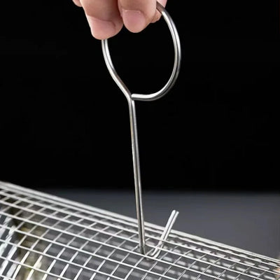 30*9.5*9.5cm Stainless Steel BBQ Basket Outdoor Rotary Wire Mesh Grill Camping Barbecue Cookware For Meat Fish Vegetables