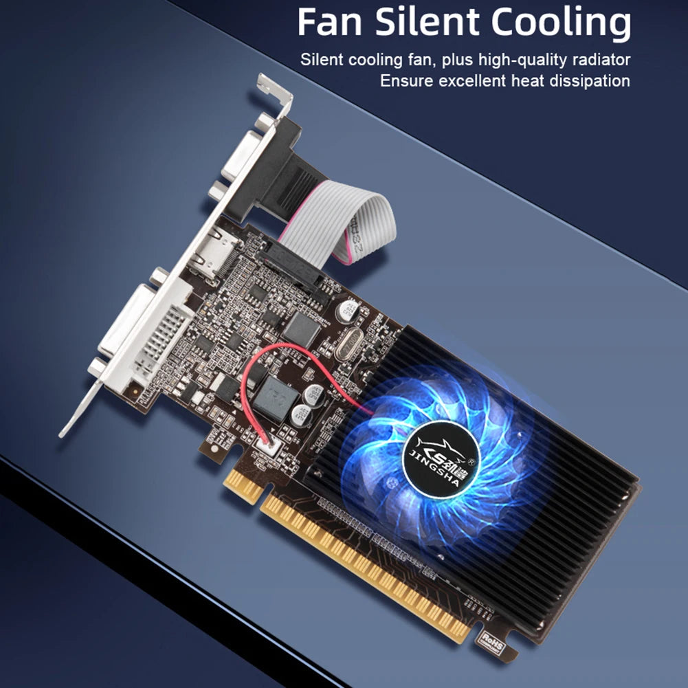 Original GT610 2G/1G Video Card PCIE X16 2.0 NVIDIA GeForce GT 610 DDR3 Graphics Card VGA HD DVI 64Bit 1800MHz GPU Desktop Compu