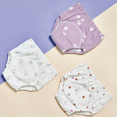 3PCS BABY COTTON TRAINING PANTS 6-LAYER WATERPROOF REUSABLE CLOTH DIAPERS FOR TODDLERS