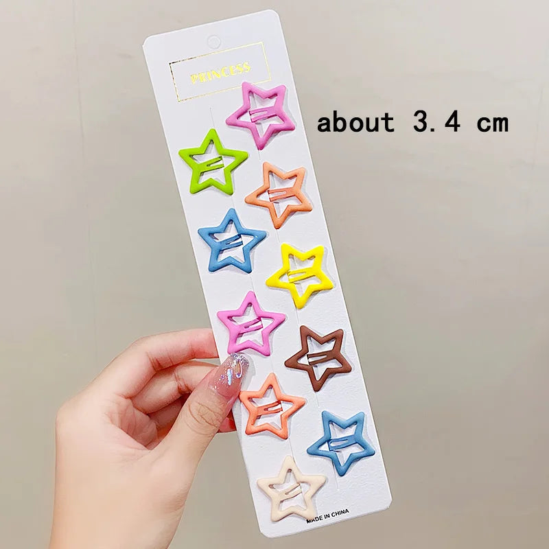 10pcs/set Cute Colorful Star Waterdrop Shape Hair Clips For Girls Children Lovely Hair Decorate Hairpins Kids Hair Accessories
