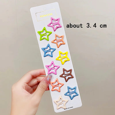 10pcs/set Cute Colorful Star Waterdrop Shape Hair Clips For Girls Children Lovely Hair Decorate Hairpins Kids Hair Accessories