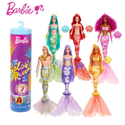 Barbie Model Surprise Change Color Blind Box Soak Toys Mermaid Girl Princess Chelsea Water Soluble Cross-dressing Play House