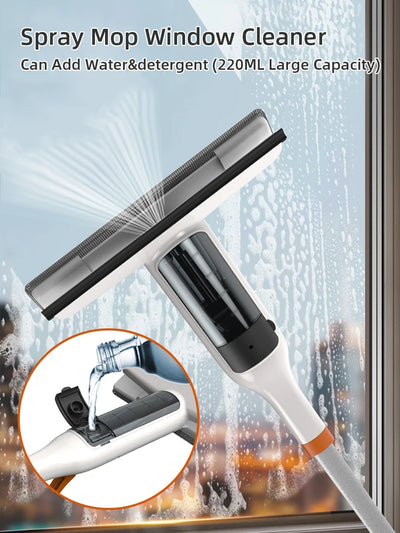 WINDOW CLEANER MOP HOUSEHOLD MULTIFUNCTIONAL WITH SILICONE SCRAPER GLASS SPRAY WASHER FOR GLASS OUTDOOR WINDOW CLEANING TOOL