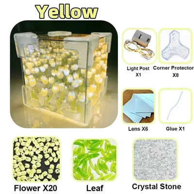 DIY Tulip Night Light Luminous Ornament Mirrors Simulation Flower Light INS Decor LED Table Lights Desktop Mirror Light Gifts