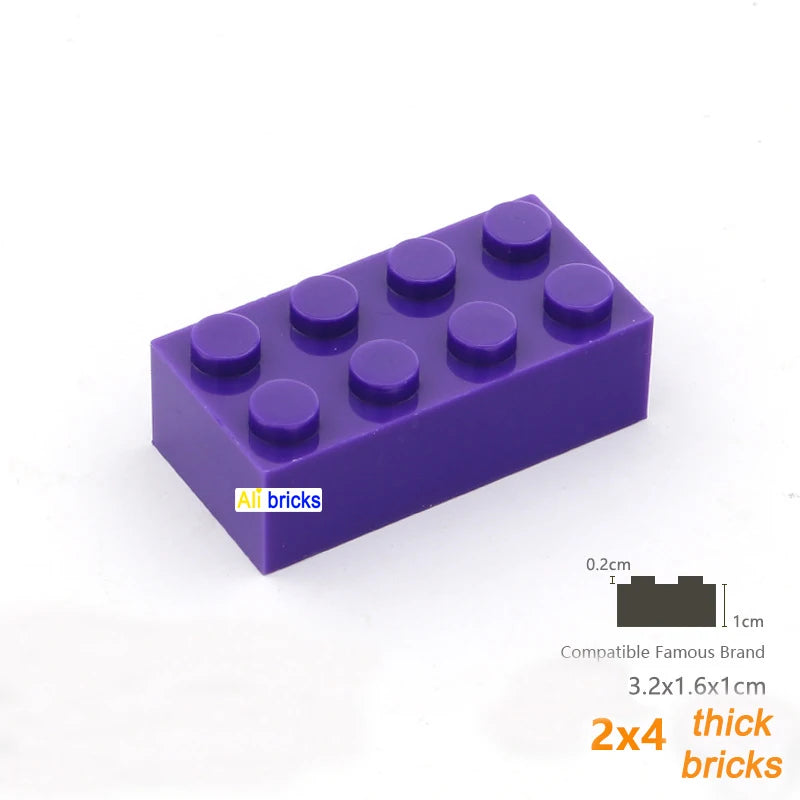80pcs Bulk Building Blocks Thick Figures Bricks 2x4 Dots Educational Creative Size Compatible With 3001 Plastic Toy for Children