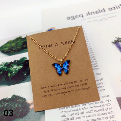 Fashion Butterfly Pendant Necklaces for Women Sweet Simple Multicolor Insect Clavicle Chain Necklace Party Jewelry Accessories
