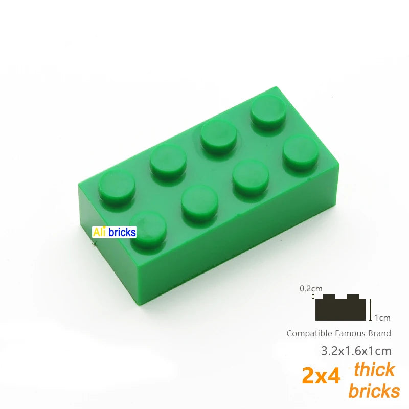 80pcs Bulk Building Blocks Thick Figures Bricks 2x4 Dots Educational Creative Size Compatible With 3001 Plastic Toy for Children