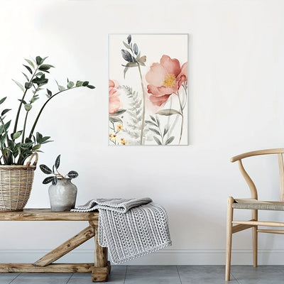 3PCS Nordic Pink Flower Wall Art Canvas Painting Prints Botanical Poster for Bedroom Farmhouse Living Room Decorative Picture