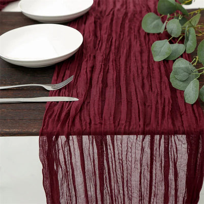 Semi-Sheer Table Runner Vintage Cheesecloth Gauze Table Setting  Wedding Dining Party Christmas Banquets Arches Cake Decortion