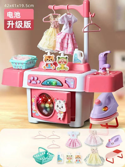 Kids Washing Machine Toy Simulation Cleaning Play House Appliances Washing Preschool Class Toy Cleaning Gifts Clothes
