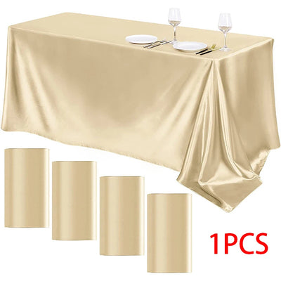Solid Color Satin Tablecloth Table Cover Overlay Birthday Wedding Banquet Restaurant Festival Party Table Cloth Decoration