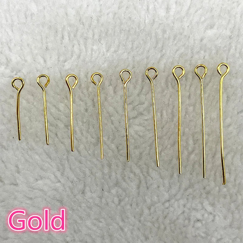 New 16 18 20 22 24 26 28 30 32mm Eye Head Pins Classic 6 Colors Plated Eye Pins for Jewelry Findings Making DIY Accessories