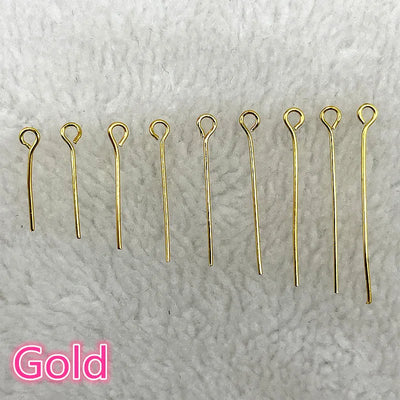 New 16 18 20 22 24 26 28 30 32mm Eye Head Pins Classic 6 Colors Plated Eye Pins for Jewelry Findings Making DIY Accessories