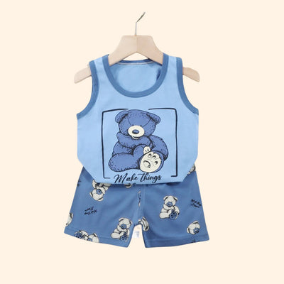 2PCS CHILDREN'S CLOTHING VEST SUIT SUMMER COTTON T-SHIRTS SHORTS BOYS GIRLS SLEEVELESS KIDS CLOTHES FOR BABY