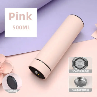 500ml Smart Temperature Display Thermos Cup Cute Children's Student Water Bottle Coffee Mug Stainless Steel Portable Drinkware