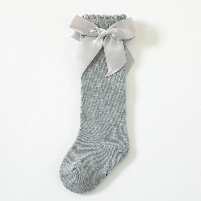 Baby Toddlers Socks Spring Summer Autumn Children Girls Knee High Long Sock Cotton Big Bow Spanish Style Kids Floor Socks