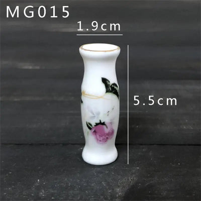 Mini Rose Ceramic Vase Handicraft Collection Miniature Model Resin Simulation Vase Desktop Mini Decor Creative Pocket Artwork