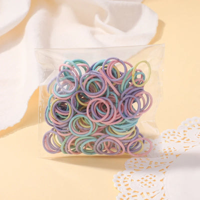 100Pcs/bag Girls Colorful Hair Bands Set Nylon Elastic Rubber Band Baby Ponytail Holder Scrunchies Kids Hair Accessories