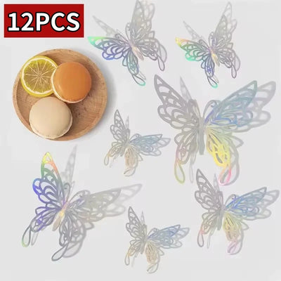 12/48Pcs Fashion 3D Butterfly Creative DIY  Wall Sticker Modern Wall Art Home Bedroom Room Decorative Butterflies  DIY Gift