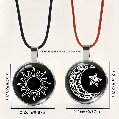 2 Pcs/Set Luminous Sun Moon Pendant Necklaces for Women Men Romantic Glow In The Dark Couple Necklace Friendship Jewelry Gifts