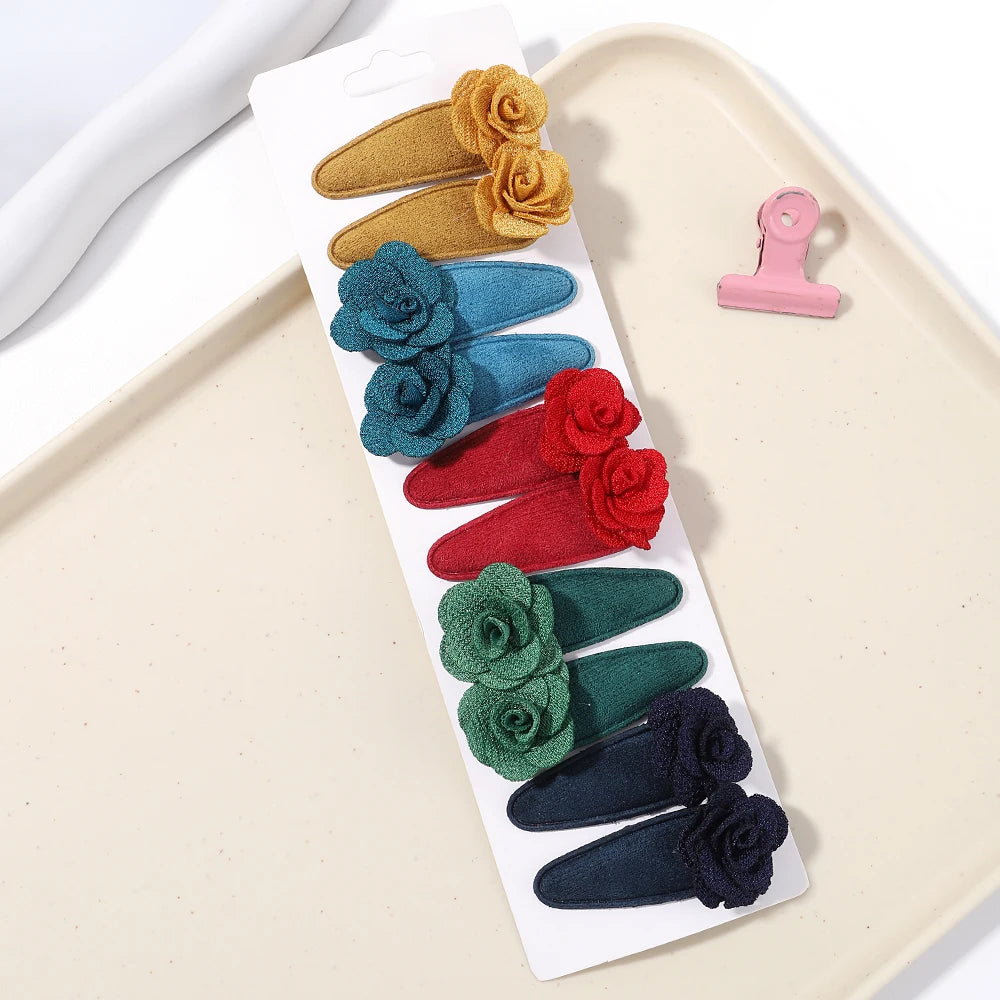 10Pcs/Lot Fresh Print Cotton Alloy Hair Clips for Kids Fabric Plaid BB Hairpins Girl Hairgripe Headwear Baby Hair Accessories