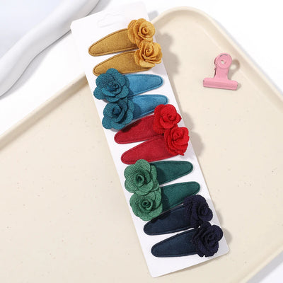 10Pcs/Lot Fresh Print Cotton Alloy Hair Clips for Kids Fabric Plaid BB Hairpins Girl Hairgripe Headwear Baby Hair Accessories