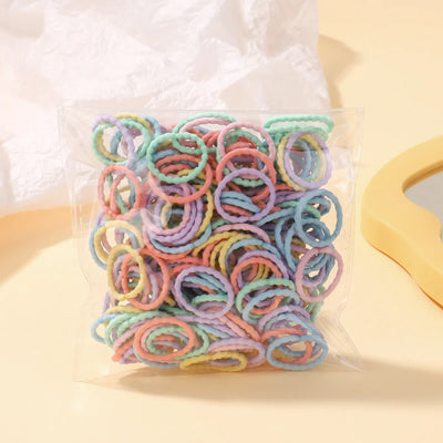 100Pcs/bag Girls Colorful Hair Bands Set Nylon Elastic Rubber Band Baby Ponytail Holder Scrunchies Kids Hair Accessories