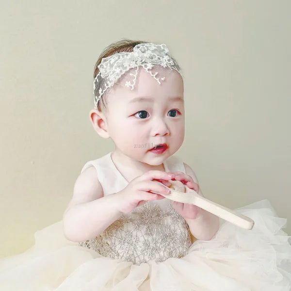 White Lace Bow Hair Bands Cute Elastic Headband Girl Korean Newborn Hair Bows Hairbands Babi Infant Kids Hair Accessories 머리띠