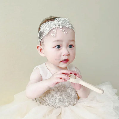 White Lace Bow Hair Bands Cute Elastic Headband Girl Korean Newborn Hair Bows Hairbands Babi Infant Kids Hair Accessories 머리띠