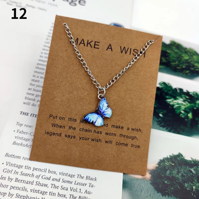 Fashion Butterfly Pendant Necklaces for Women Sweet Simple Multicolor Insect Clavicle Chain Necklace Party Jewelry Accessories