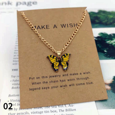 Fashion Butterfly Pendant Necklaces for Women Sweet Simple Multicolor Insect Clavicle Chain Necklace Party Jewelry Accessories