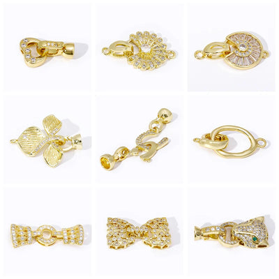 18K Gold Plated Brass Pearl Clasp Connector Fastener,Oval Closure Lock Clasps For DIY Bracelet Necklace Making Accessories
