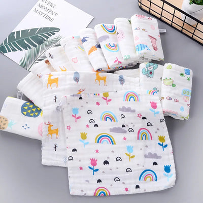 2 Pcs/Lot Baby Towel Handkerchief Hand Face Bath Feeding Gauze Cotton Towels Muslin Square Cloth Wipes for Boys Girls  25*25 cm