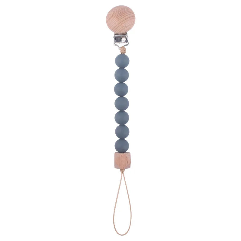 New Baby Products Made of Beech Wood Pacifier Clip To Soothe Silicone Bite Grind Teeth Angle Pacifier Chain Baby Toys Bebes