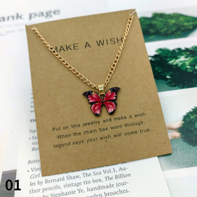 Fashion Butterfly Pendant Necklaces for Women Sweet Simple Multicolor Insect Clavicle Chain Necklace Party Jewelry Accessories