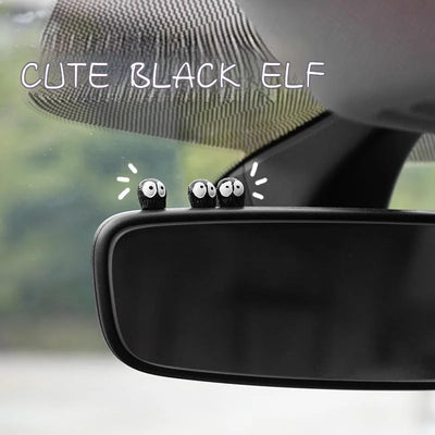 5/10/20/50pcs Cute Black Elf Car Interior Decoration Funny Auto Center Console Rearview Mirror Ornaments For Car Accessories