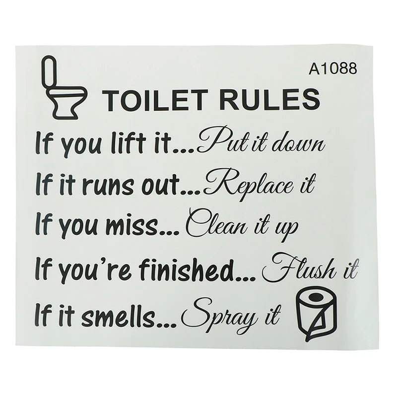 Toilet Rules Bathroom Removable Wall Sticker Vinyl Art Decals DIY Home Deco