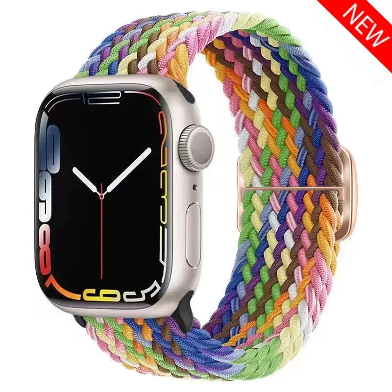 Braided Solo Loop For Apple watch band 44mm 40mm 49mm 45mm 41mm 46mm Elastic bracelet iWatch series 8 3 se 6 Ultra 2 9 10 straps