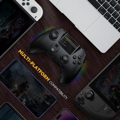 Screen Interactive Wireless Gaming Controller for iOS/Android/Switch/PC  Hall Effect Stick RGB Light 1800mAh with Charging Dock